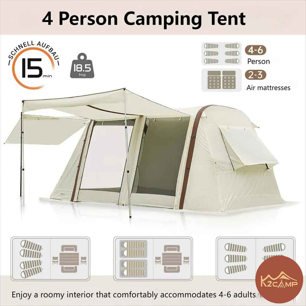 چادر بادی کینگ کمپ (KingCamp Inflatable Tent) مدل KT2316_BEIGE