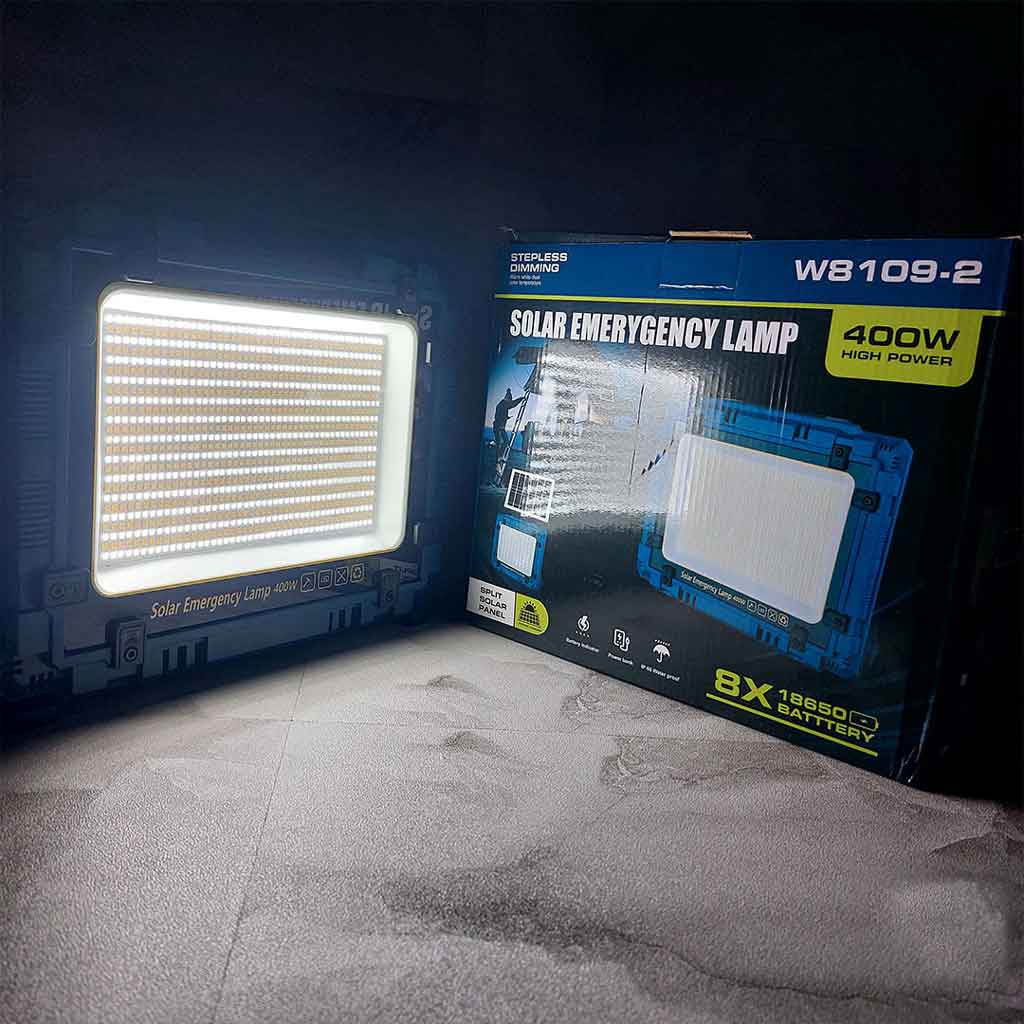 چراغ پروژکتور شارژی خورشیدی 400 وات مدل W8109-2